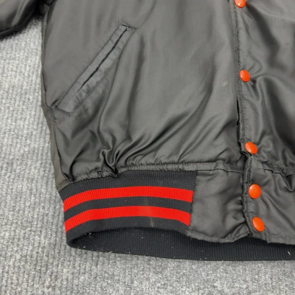 Vintage Buccaneers Alvin Jacket Mens XL Black Satin ECHL Champs Varsity Sporty